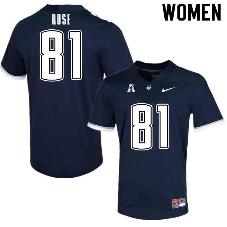 Women #81 Jay Rose Uconn Huskies College Football Jerseys Sale-Navy